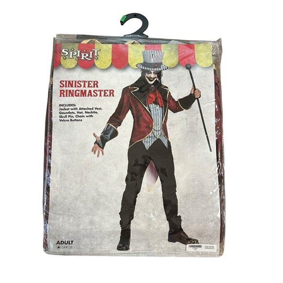 NWT Spirit Halloween Adult Large Sinister Ringmaster Complete Costume Circus New - Picture 3 of 7